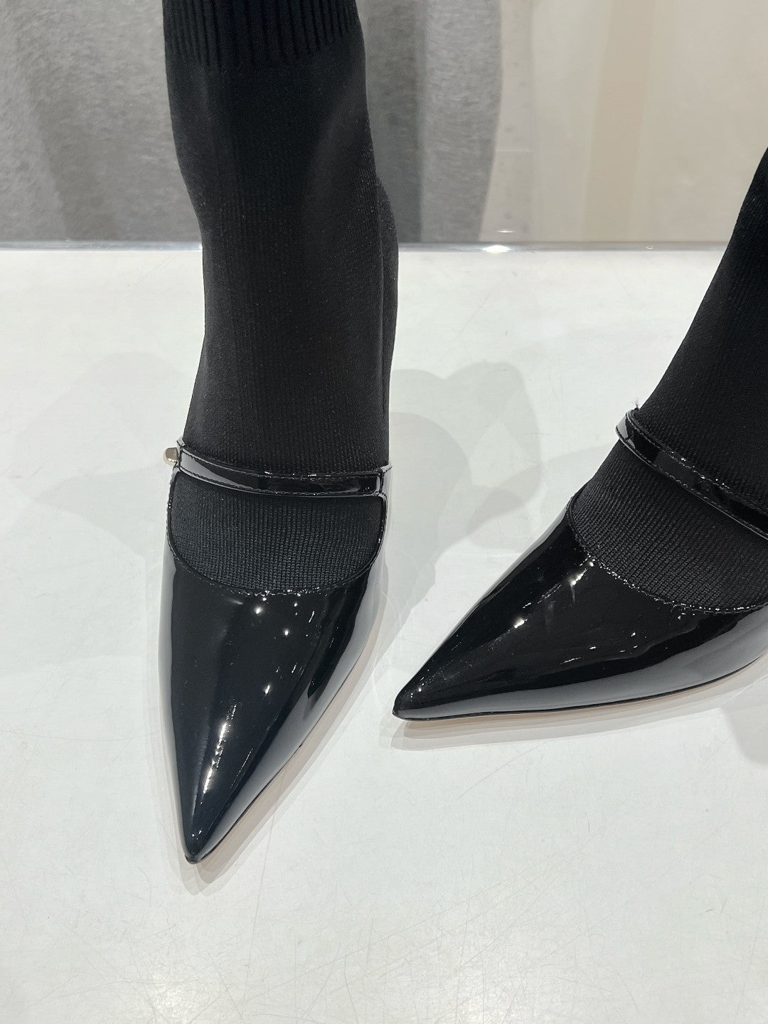 JIMMY CH** VIP1:1Early Autumn new simple pointed elastic high heel boots short boots