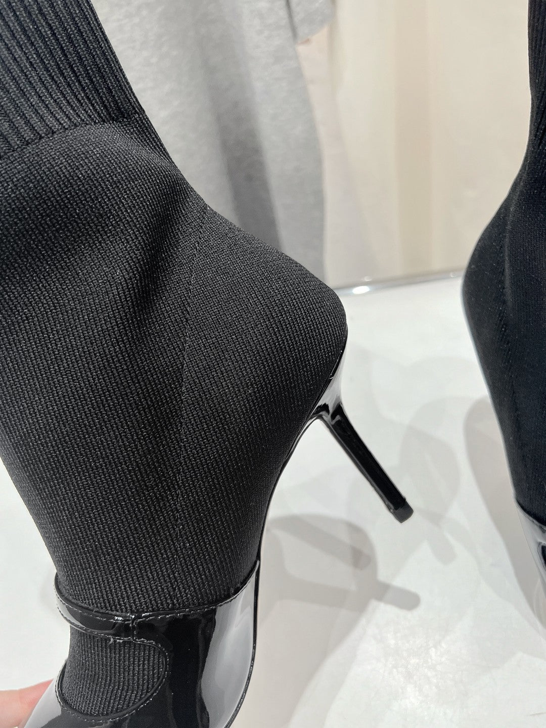 JIMMY CH** VIP1:1Early Autumn new simple pointed elastic high heel boots short boots