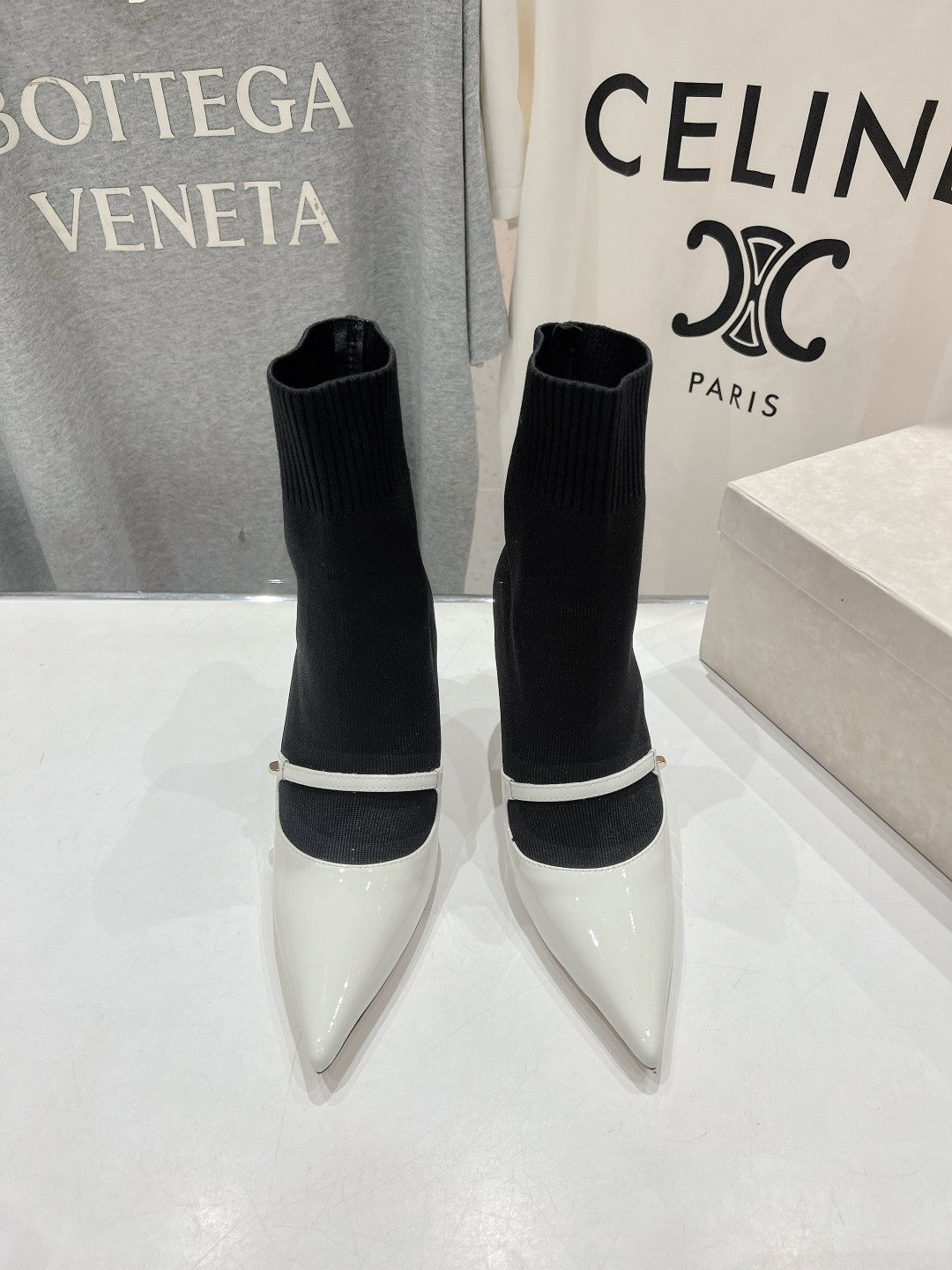 JIMMY CH** VIP1:1Early Autumn new simple pointed elastic high heel boots short boots