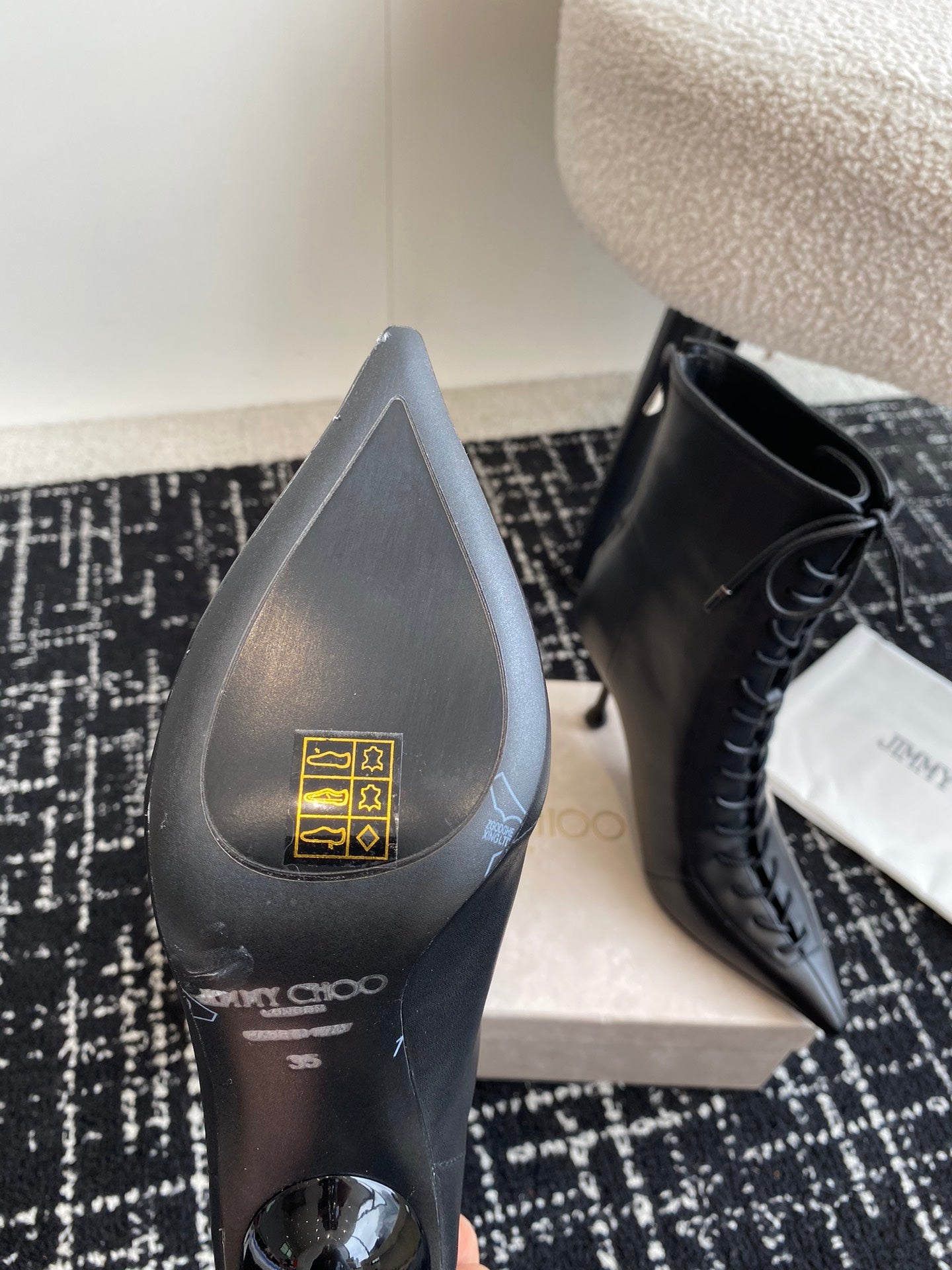 JIMMY CH**VIP1:1 Early Autumn new simple pointed calfskin high-heeled ankle boots