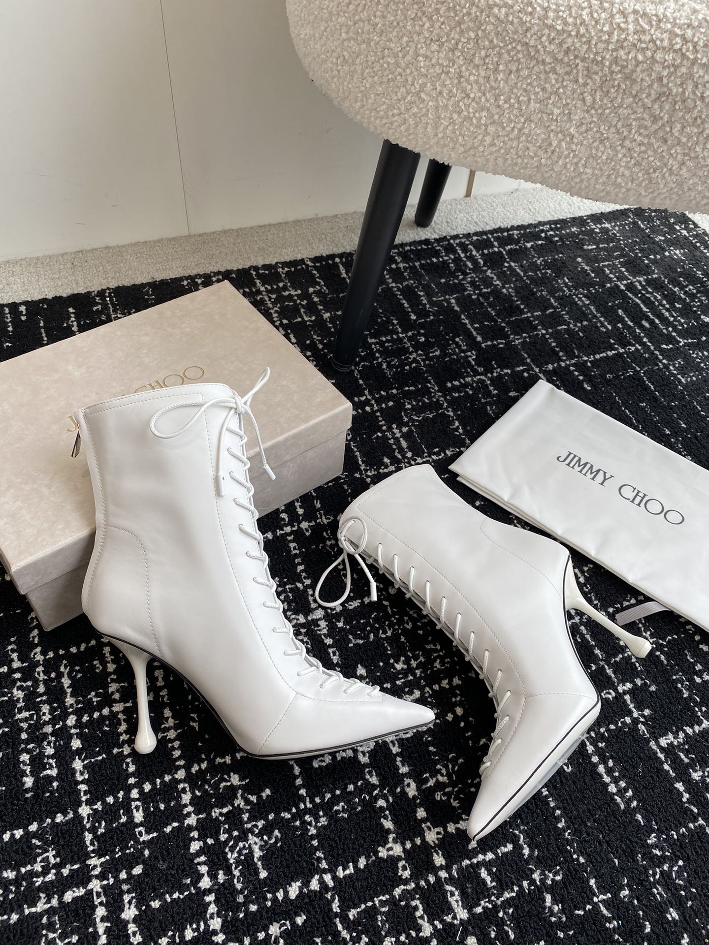 JIMMY CH**VIP1:1 Early Autumn new simple pointed calfskin high-heeled ankle boots