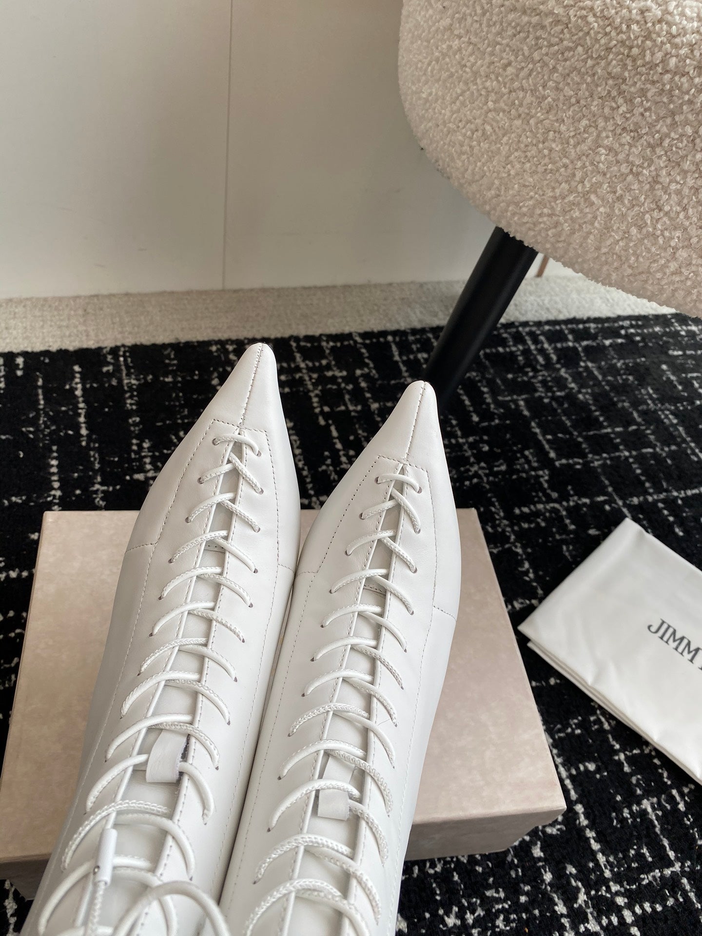 JIMMY CH**VIP1:1 Early Autumn new simple pointed calfskin high-heeled ankle boots