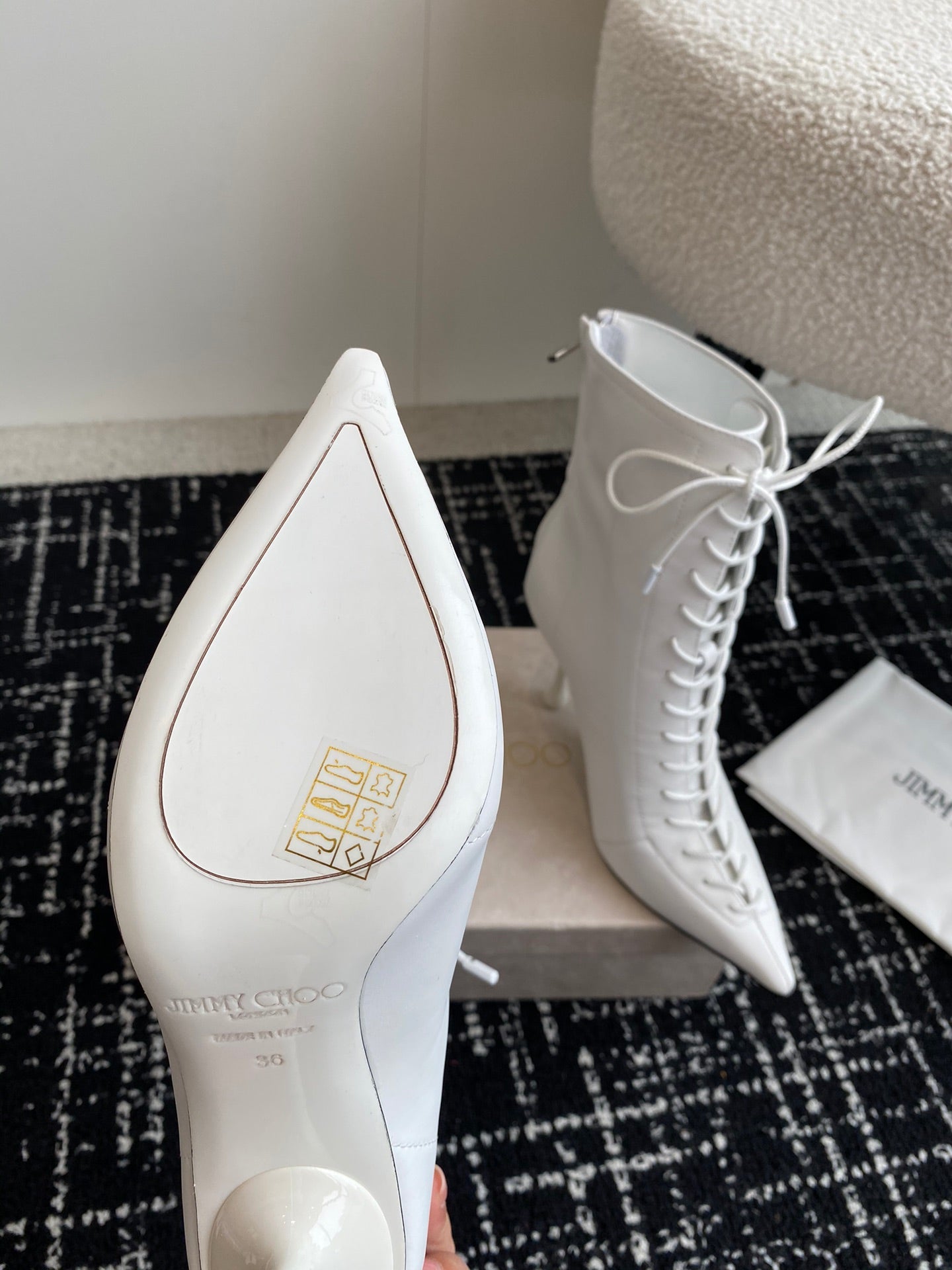 JIMMY CH**VIP1:1 Early Autumn new simple pointed calfskin high-heeled ankle boots