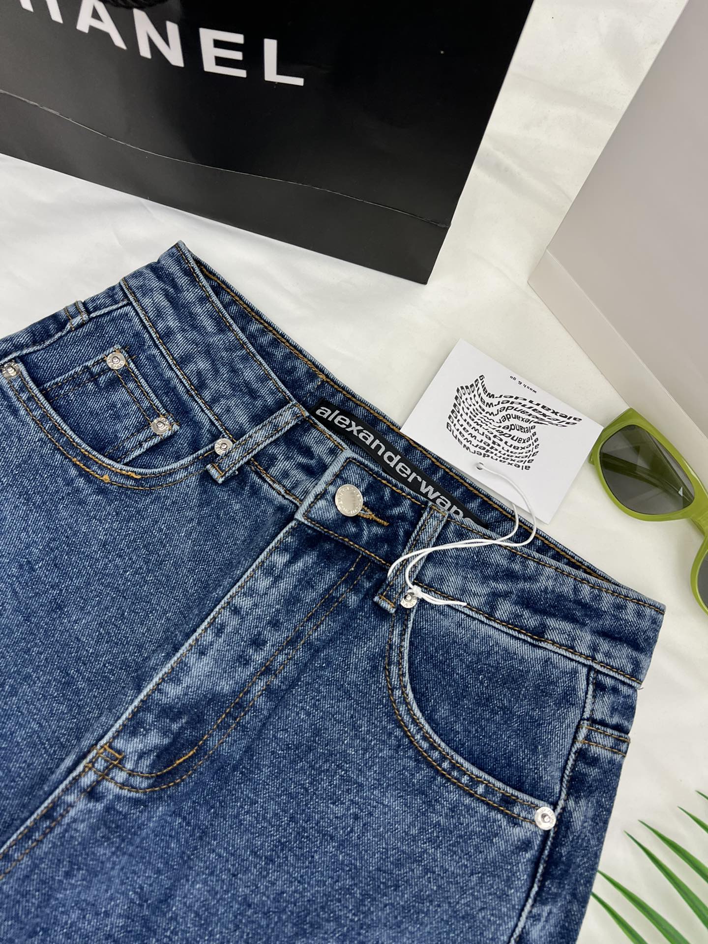 Alexander*** Wang Red Embroidered Letter Jeans