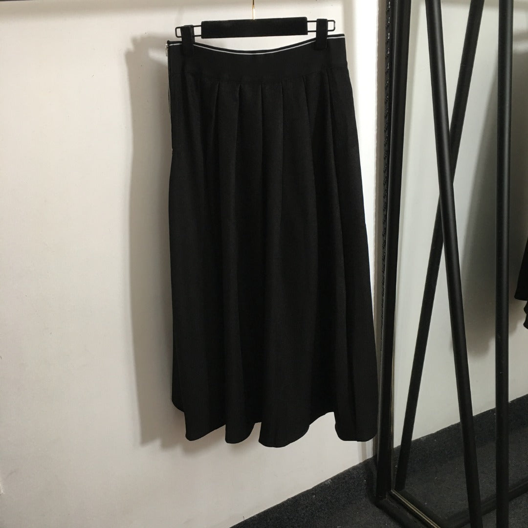 Alexander* Wang's new wang (elastic waist) letter ribbon high waist pleated midi skirt, black, red