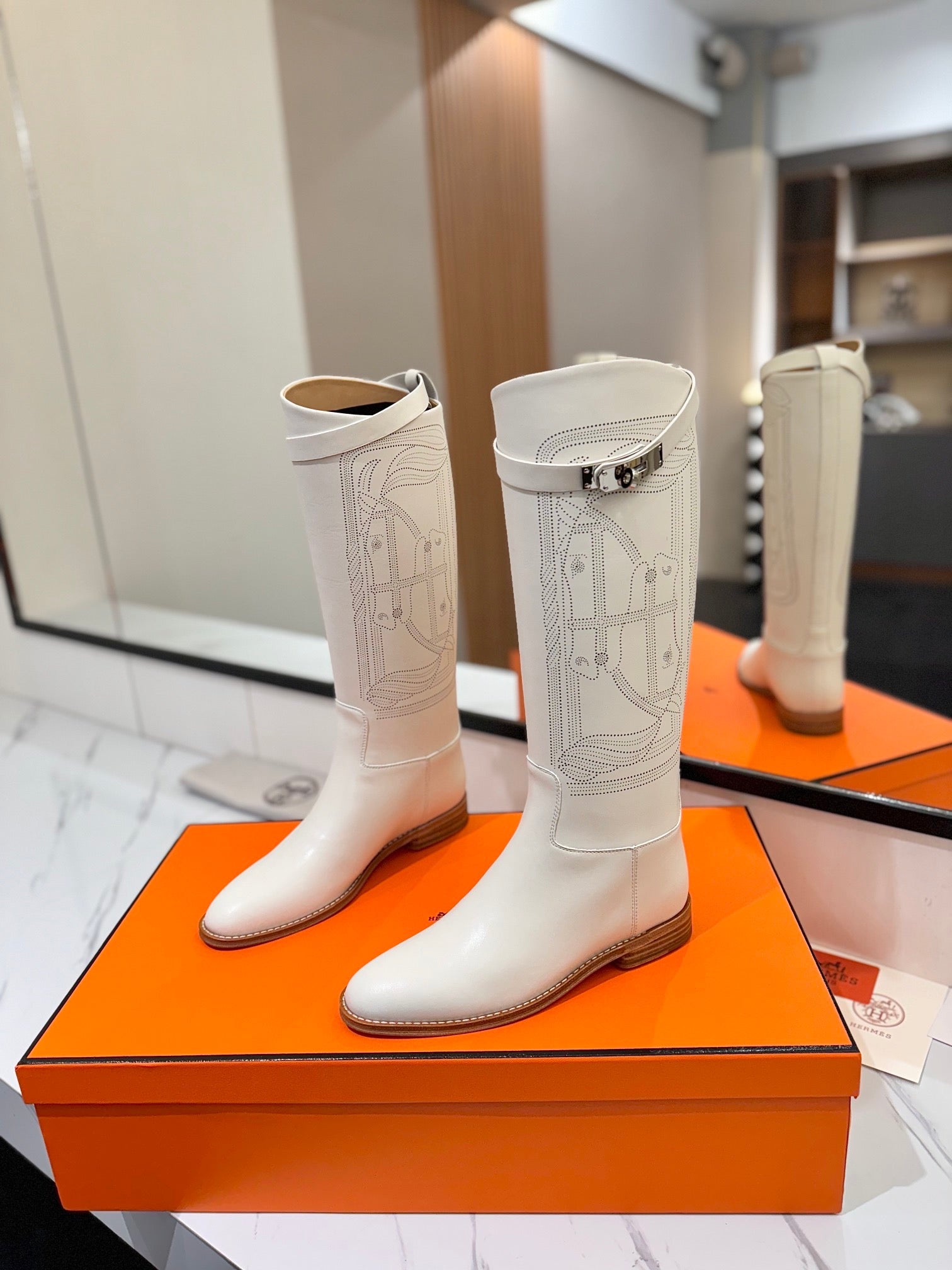 Herme* high-end hot girl kelly jumping knight boots top quality craftsmanship VIP 1:1