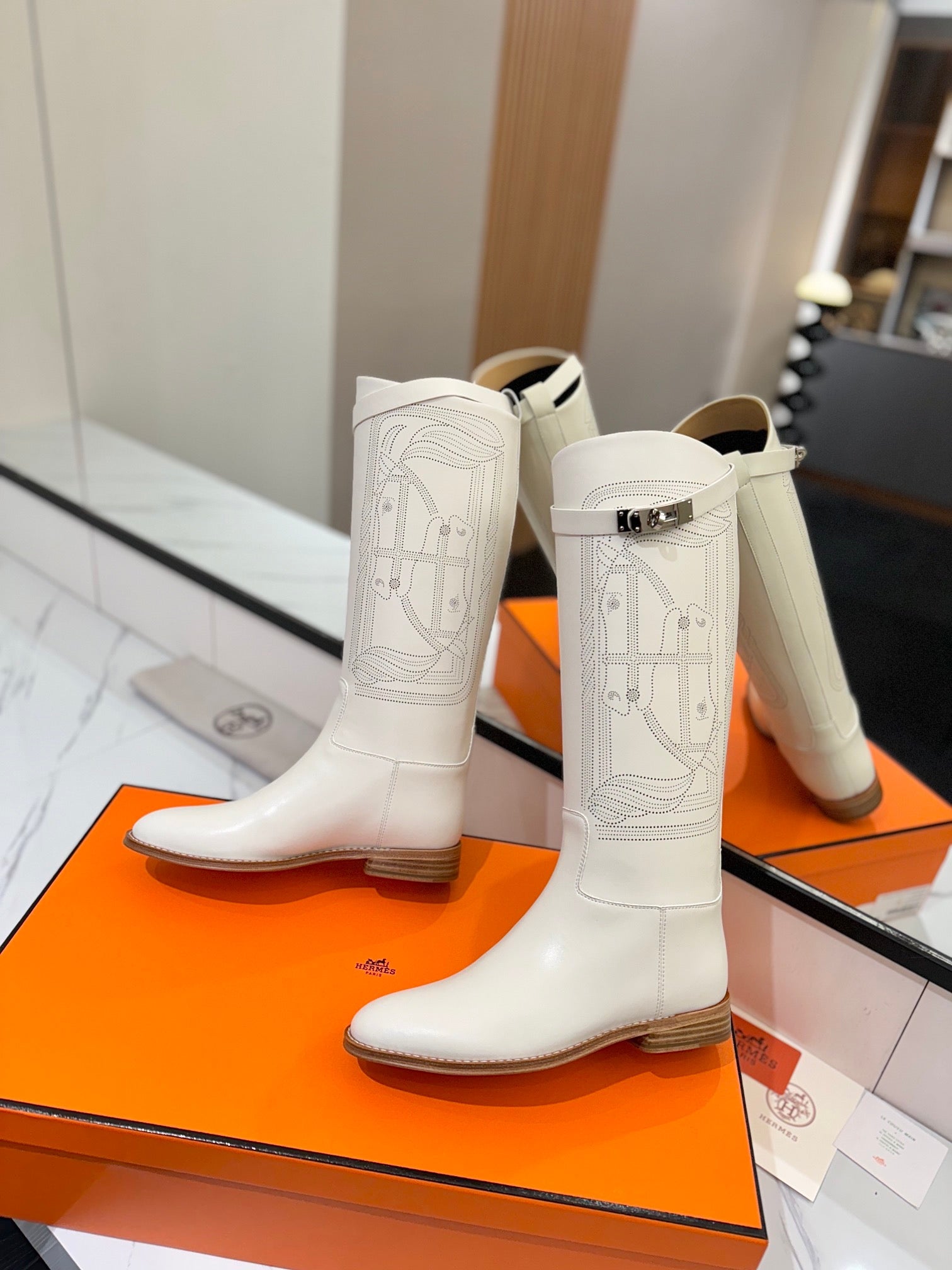 Herme* high-end hot girl kelly jumping knight boots top quality craftsmanship VIP 1:1