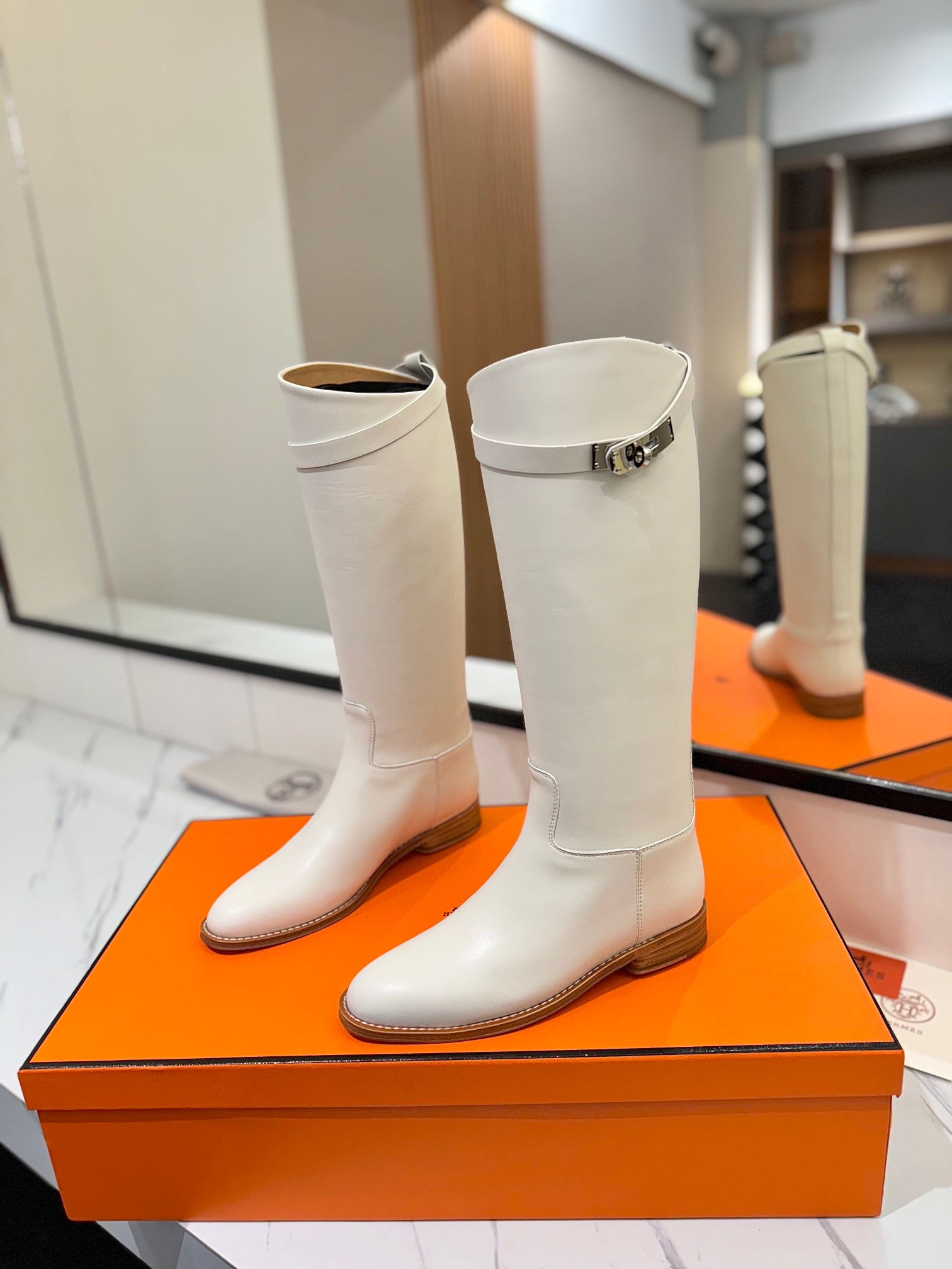 Herme* high-end hot girl kelly jumping knight boots top quality craftsmanship VIP 1:1